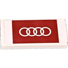 LEGO Weiß Fliese 2 x 4 mit Weiß Audi Emblem auf rot background Aufkleber (87079)