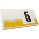 LEGO White Tile 2 x 4 with Yellow Part and "5" Left Sticker (87079)
