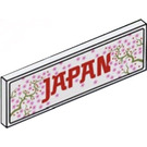 LEGO White Tile 2 x 6 with Cherry Blossom and Red 'JAPAN' Sticker (69729)
