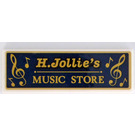 LEGO White Tile 2 x 6 with Gold 'H. Jollie's MUSIC STORE' Sticker (69729)
