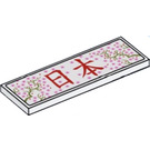 LEGO White Tile 2 x 6 with Cherry Blossoms and Red '日本' (Japan) Sticker (69729)