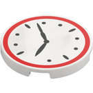 LEGO White Tile 3 x 3 Round with Clock Face with Red Edge (67095)