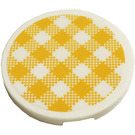LEGO White Tile 3 x 3 Round with Orange checkered Cloth Sticker (67095)