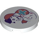 LEGO White Tile 3 x 3 Round with Pet Clinic Emblem (67095 / 82614)