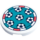 LEGO Weiß Fliese 3 x 3 Runden mit Soccer balls Aufkleber (67095)