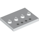 LEGO Weiß Fliese 3 x 4 mit Vier Bolzen mit Vier Silber Stars (17836 / 26867)