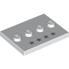 LEGO Blanco Plana 3 x 4 con Cuatro Espigas con Cuatro Plateado Estrellas (17836 / 26867)