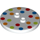 LEGO White Tile 4 x 4 Round with 2 Studs with Coloured Dots (32627)
