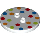 LEGO White Tile 4 x 4 Round with 2 Studs with Coloured Dots (32627 / 33490)