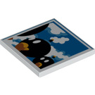 LEGO White Tile 4 x 4 with Bob-ombs and clouds (1751 / 94289)