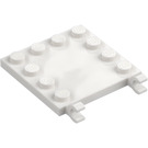 LEGO Hvit Tile 4 x 4 med Clips og Kant Knotter (66252)