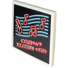 LEGO White Tile 4 x 4 with Music Notes and Ninjago Logogram 'LAUGHY'S KARAOKE CLUB' Sticker (1751)