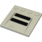 LEGO Weiß Fliese 4 x 4 mit Bolzen auf Kante mit Luft vents Aufkleber (6179)