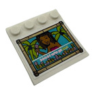 LEGO White Tile 4 x 4 with Studs on Edge with Andrea Minifigure Holding Microphone and Sound Equalizer Bars Sticker (6179)