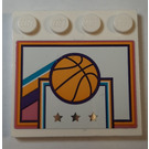 LEGO Weiß Fliese 4 x 4 mit Bolzen auf Kante mit Basketball und gold stars Aufkleber (6179)