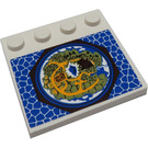 LEGO blanc Tuile 4 x 4 avec Goujons sur Bord avec Bleu scales Modèle Autocollant (6179)