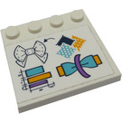 LEGO Wit Tegel 4 x 4 met Studs Aan Rand met Bow Craft Patroon Sticker (6179)