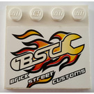 LEGO White Tile 4 x 4 with Studs on Edge with BSC (Brick Street Customs) Sticker (6179)