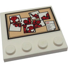 LEGO Weiß Fliese 4 x 4 mit Bolzen auf Kante mit Cake List und Spider-Man Photos Aufkleber (6179)