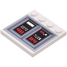 LEGO blanc Tuile 4 x 4 avec Goujons sur Bord avec Control Panneau (Port Côté) Autocollant (6179)