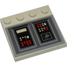 LEGO blanc Tuile 4 x 4 avec Goujons sur Bord avec Control Panneau Autocollant (6179)