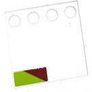LEGO White Tile 4 x 4 with Studs on Edge with Dark Red and Lime Triangles left Corner Sticker (6179)