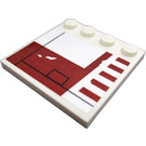 LEGO blanc Tuile 4 x 4 avec Goujons sur Bord avec Dark rouge Rayures 'SW X-Aile' (La gauche) Autocollant (6179)