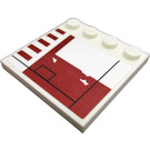 LEGO White Tile 4 x 4 with Studs on Edge with Dark Red Stripes 'SW X-wing' (Right) Sticker (6179)
