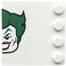 LEGO Wit Tegel 4 x 4 met Studs Aan Rand met Joker Funhouse Hoofd (Links) Sticker (6179)