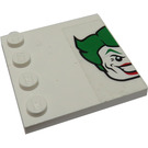 LEGO Weiß Fliese 4 x 4 mit Bolzen auf Kante mit Joker Funhouse Kopf (Recht) Aufkleber (6179)