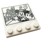 LEGO blanc Tuile 4 x 4 avec Goujons sur Bord avec Mickey, Minnie Mouse, Castle Autocollant (6179)