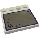 LEGO White Tile 4 x 4 with Studs on Edge with Mirror and Paw Print Sticker (6179)