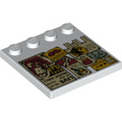 LEGO Wit Tegel 4 x 4 met Studs Aan Rand met Notice Bord (6179 / 80815)