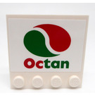LEGO Wit Tegel 4 x 4 met Studs Aan Rand met 'Octan' en logo Sticker (6179)