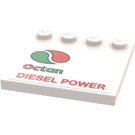 LEGO White Tile 4 x 4 with Studs on Edge with Octan Logo and Red 'DIESEL POWER' (Model Left) Sticker (6179)