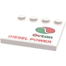 LEGO Weiß Fliese 4 x 4 mit Bolzen auf Kante mit Octan Logo und rot 'DIESEL POWER' (Model Recht) Aufkleber (6179)