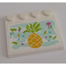 LEGO White Tile 4 x 4 with Studs on Edge with Pineapple Sticker (6179)