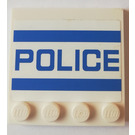 LEGO White Tile 4 x 4 with Studs on Edge with POLICE Sticker (6179)