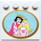 LEGO Wit Tegel 4 x 4 met Studs Aan Rand met Prince en Princess Picture Sticker (6179)