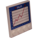 LEGO Weiß Fliese 4 x 4 mit Bolzen auf Kante mit Sales Chart Aufkleber (6179)