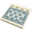 LEGO Weiß Fliese 4 x 4 mit Bolzen auf Kante mit Snowflakes Aufkleber (6179)