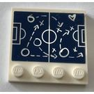 LEGO Wit Tegel 4 x 4 met Studs Aan Rand met Soccer field coaching diagram Sticker (6179)
