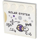 LEGO White Tile 4 x 4 with Studs on Edge with Solar System Sticker
