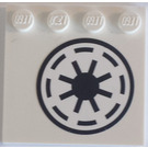 LEGO blanc Tuile 4 x 4 avec Goujons sur Bord avec Star Wars Republic logo Autocollant (6179)