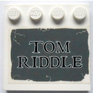 LEGO Wit Tegel 4 x 4 met Studs Aan Rand met Tom Riddle Tombstone Sticker (6179)