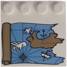LEGO Weiß Fliese 4 x 4 mit Bolzen auf Kante mit Treasure Map Left-Hälfte (6179)