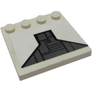 LEGO White Tile 4 x 4 with Studs on Edge with Triangle 7676 Sticker (6179)