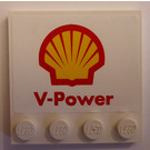 LEGO White Tile 4 x 4 with Studs on Edge with "V-Power" Sticker (6179)
