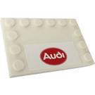 LEGO Weiß Fliese 4 x 6 mit Bolzen auf 3 Edges mit Audi Aufkleber (6180)