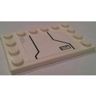 LEGO blanc Tuile 4 x 6 avec Goujons sur 3 Edges avec Noir Lines et Hatch Autocollant (Droite Côté) (6180)